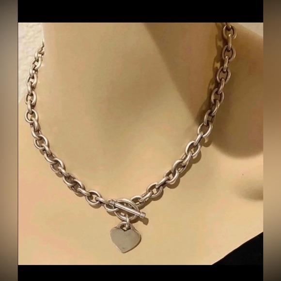 Jewelry - 👑 Solid Heavy Sterling Silver Heart Tag Necklace #2545